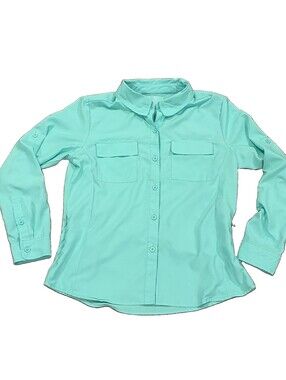 Silver Bait Womens Small Fishing Shirt Mint Vented UPF Long Sleeve Button Up